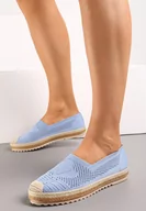 Espadryle damskie - Niebieskie Espadryle z Ażurową Cholewką i Plecionką na Podeszwie oraz Nosku Thalessia - miniaturka - grafika 1
