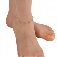 Bransoletki - Bransoletka na Nogę Kostkę Złota Kolorowe Cyrkonie Stal - miniaturka - grafika 1