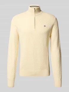 Sweter z dzianiny z wyhaftowanym logo - Swetry męskie - miniaturka - grafika 1