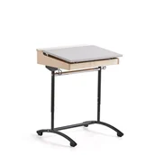 Meble do szkół i przedszkoli - Ławka szkolna ACCESS, 650x650 mm, regulacja wysokości, HPL, szary.szary - miniaturka - grafika 1