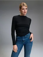 Bluzki damskie - Sinsay - Bluzka z marszczeniami - czarny - miniaturka - grafika 1