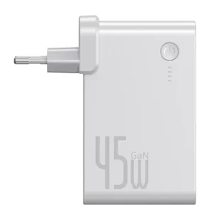 Baseus GaN power bank 10000 mAh ładowarka sieciowa PPS 45 W USB / USB Typ C Quick Charge 3.0 Power Delivery (azotek galu) + kabel USB Typ C 1 m biały (PPNLD-C02) - Ładowarki do telefonów - miniaturka - grafika 4