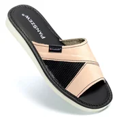 Kapcie damskie - PanSzew Kapcie PREMIUM Damskie Skórzane Wygodne Pantofle POLSKIE Różowe 36-41 - miniaturka - grafika 1