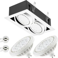 Żarówki LED - LUMILED reflektor wpuszczany reflektor wpuszczany lampa sufitowa reflektor sufitowy reflektor sufitowy reflektor prostokątny biały w komplecie 2x żarówka LED ES111 GU10 gniazdo 15 W neutralny biały 4000K aluminium - miniaturka - grafika 1