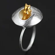 Pierścionki - Pierścionek Srebrny - PIERŚCIONEK Z KOTKIEM - miniaturka - grafika 1