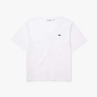Koszulki i topy damskie - Damska Koszulka z krótkim rękawem LACOSTE TEE-SHIRT & TURTLE NECK SHIRT TF8392.001 – Biały - miniaturka - grafika 1