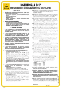 IAF02 INSTRUKCJA BHP PRZY WNOSZENIU I DEMONTAŻU RUSZTOWAŃ BUDOWLANYCH, HN - PŁYTA ELASTYCZNA 0,4MM; (245X350MM) - Instrukcje stanowiskowe BHP - miniaturka - grafika 1