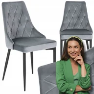 Krzesła - Krzesło Tapicerowane Welur Do Salonu Jadalni Nowoczesne Velvet Szare Cork - miniaturka - grafika 1