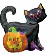Halloween - Balon foliowy Czarny kot i dynia na Halloween - 68 x 71 cm - 1 szt. - miniaturka - grafika 1