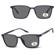 Okulary korekcyjne, oprawki, szkła - Granatowe prostokątne okulary przeciwsłoneczne z polaryzacją z flexami MP186D - miniaturka - grafika 1