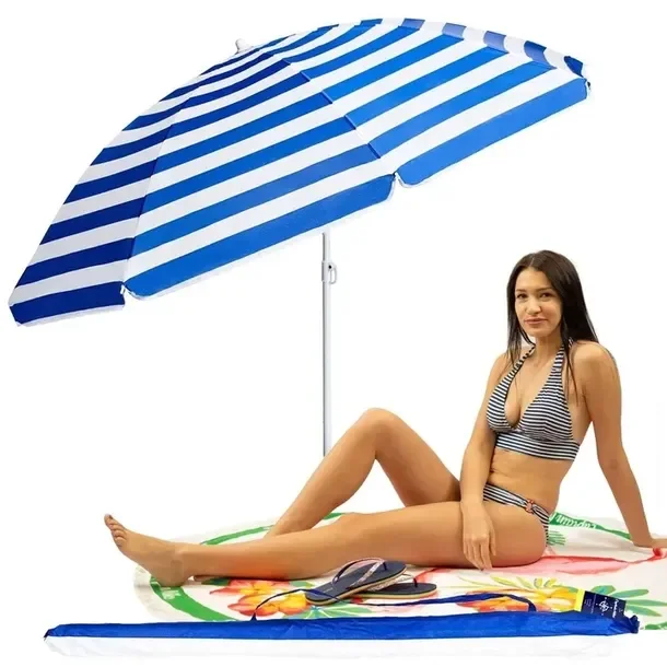 Parasol Plażowy Ogrodowy Łamany Filtr UV 50 + Pokrowiec Captain Mike
