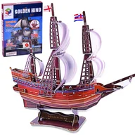 Puzzle - Puzzle 3D statek Golden Hind okręt 108 ele. puzzle przestrzenne ZA2600 - miniaturka - grafika 1