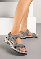 Sandały damskie - Szare Sandały Sportowe VICES z Rzepami Finariana - miniaturka - grafika 1