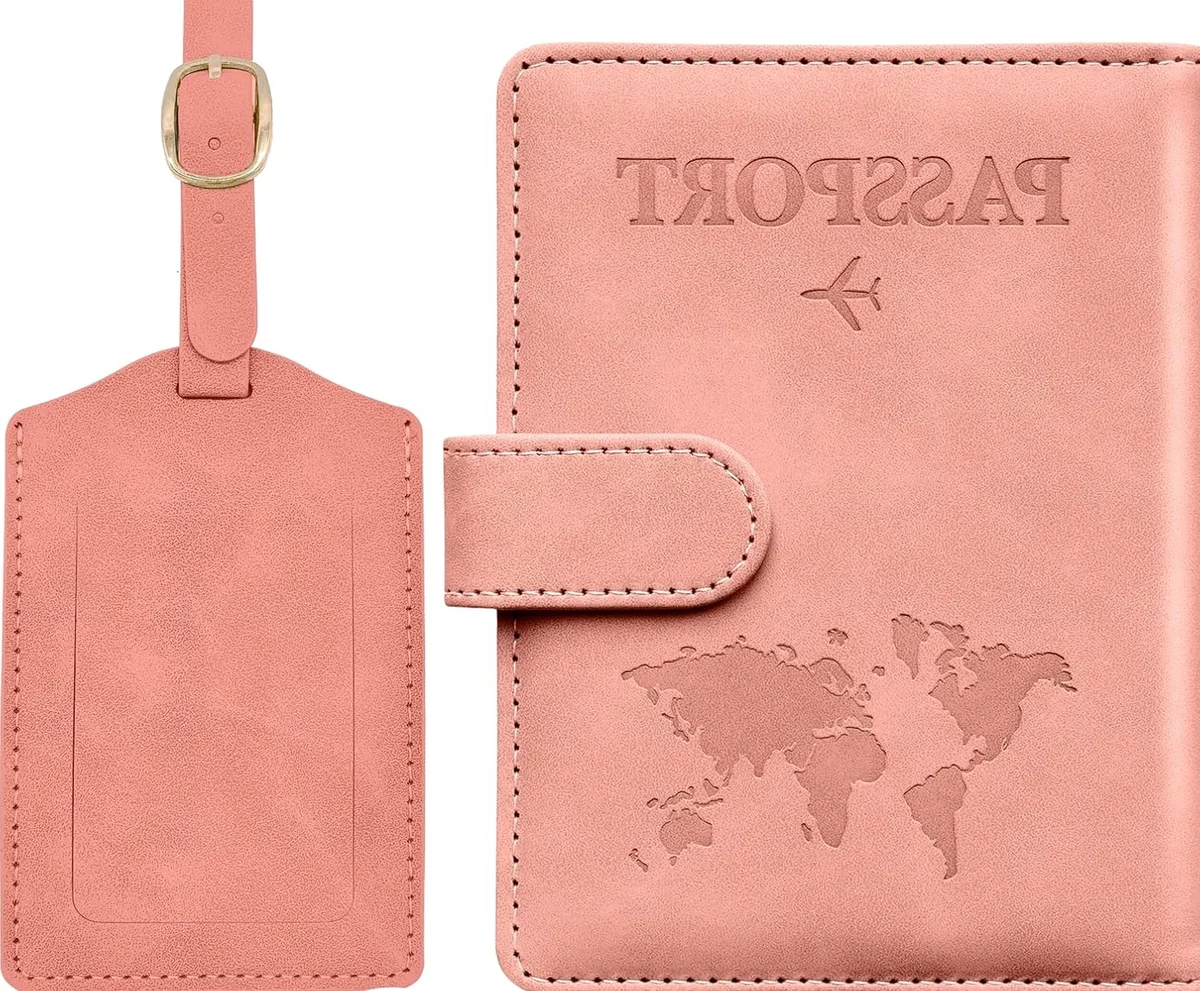 ETUI PASZPORTOWE 11X15X18CM PORTFEL PODRÓŻNY ETYKIETA BAGAŻOWA SKÓRA PU