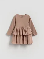 Sukienki i spódniczki dla dziewczynek - Reserved - Sukienka z falbankami - beżowy - miniaturka - grafika 1