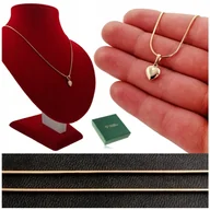 Biżuteria dla dzieci - ZŁOTY ŁAŃCUSZEK Z SERDUSZKIEM NASZYJNIK DLA DZIEWCZYNKI, STAL CHIRURGICZNA - miniaturka - grafika 1