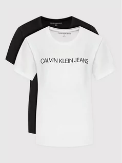 Koszulki i topy damskie - Calvin Klein Jeans Plus Komplet 2 t-shirtów J20J217516 Biały Slim Fit - grafika 1