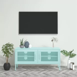 vidaXL Szafka pod telewizor miętowa 105x35x50 cm stalowa 336239 - Szafki RTV - miniaturka - grafika 1