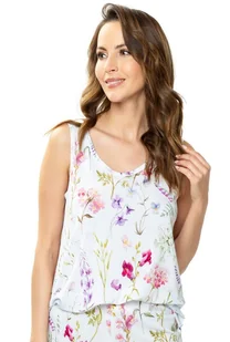 Stylowa koszulka damska Flores : Kolor - Druk w Kwiaty, Rozmiar - 48 - Piżamy damskie - miniaturka - grafika 1