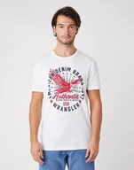 Koszulki męskie - MĘSKI T-SHIRT WRANGLER SS CLASSIC AMERICANA WHITE W7AHD3989 112131341 - Wrangler - miniaturka - grafika 1