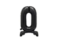 Balony i akcesoria - Balon foliowy stojący cyfra 0 czarny - 76 cm - 1szt. - miniaturka - grafika 1