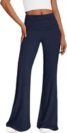 Spodnie damskie - REORIA Spodnie Damskie Legginsy Eleganckie Szerokie Nogawki Granatowe XXL - miniaturka - grafika 1
