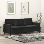 Sofy i kanapy - Sofa 3-osobowa, czarny, 180 cm, tapicerowana aksamitem - miniaturka - grafika 1