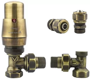 Varioterm Zawór termostatyczny ELEGANT kątowy ze złączką PEX/CU - mosiądz antyczny alu-pex - PEX 16 mm ELGS0211C/FK(PEX) - Zawory i kraniki - miniaturka - grafika 1