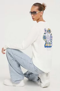 Bluzki damskie - Vans longsleeve bawełniany kolor beżowy - grafika 1