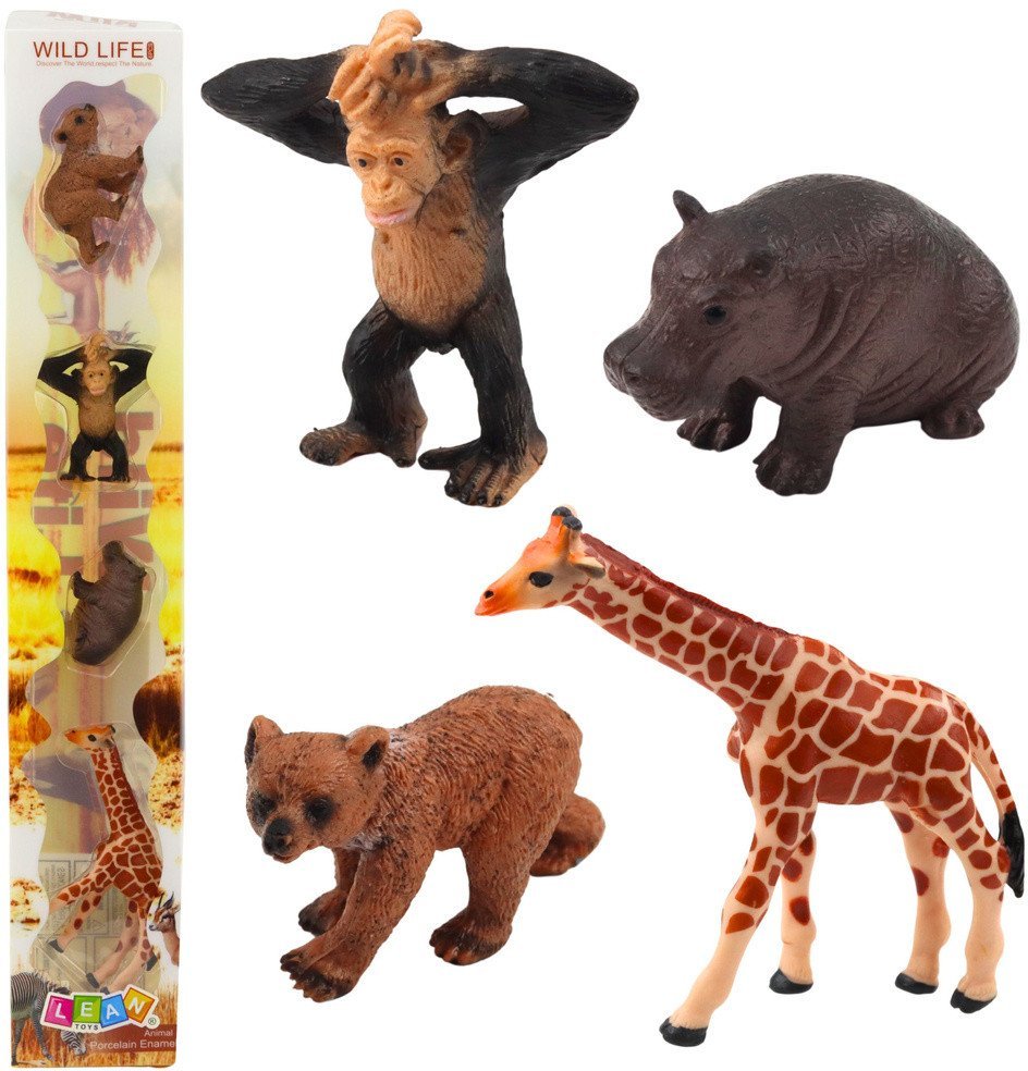 Zestaw Mini Figurki Dzikie Zwierzęta Szympans Żyrafa 6-9cm 4szt
