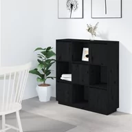 Szafki do salonu - Lumarko Szafka, czarna, 110,5x35x117 cm, lite drewno sosnowe - miniaturka - grafika 1