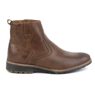 Buty męskie trzewiki skórzane zimowe 924K brązowe - KOMODO - Botki męskie - miniaturka - grafika 1