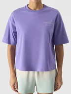 Koszulki i topy damskie - 4F T-shirt oversize z nadrukiem damski 4FRSS24TTSHF2089-51S Fioletowy Roz. XS - miniaturka - grafika 1