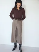 Spodnie damskie - Reserved - Spodnie culotte z paskiem - beżowy - miniaturka - grafika 1