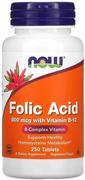 Witaminy i minerały - NOW FOODS Folic Acid with Vitamin B12 800mcg (Kwas Foliowy z Witaminą B12) 250 Tabletek wegetariańskich - miniaturka - grafika 1