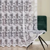 Firany - Długa firana żakardowa do salonu ze wzorem wijących się róż, kolor biały, sprzedawana na metry, wysokość: 250 cm - miniaturka - grafika 1