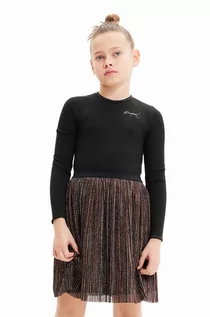 Sukienki i spódniczki dla dziewczynek - Desigual sukienka dziecięca kolor czarny mini rozkloszowana - grafika 1