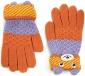 Rękawiczki dla dzieci - Rękawiczki dziecięce Winter Teddy dla dzieci w wieku 4-9l Pomarańczowy - miniaturka - grafika 1