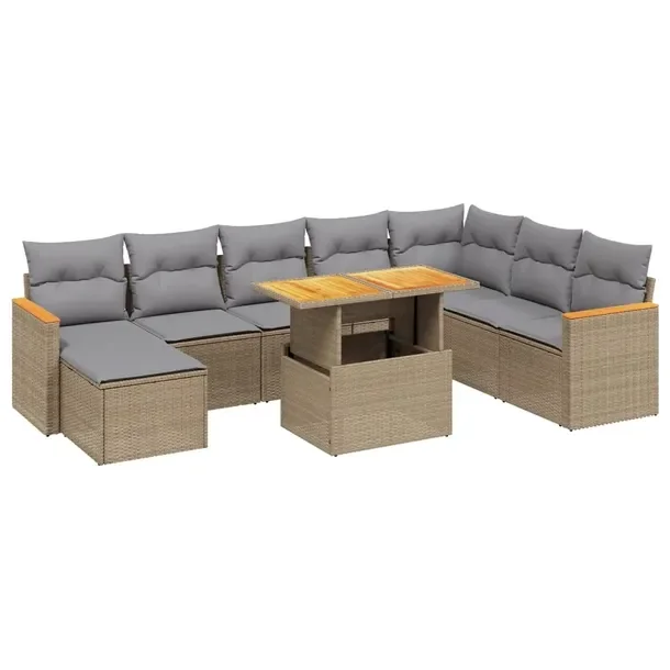 Zestaw mebli ogrodowych beżowy z rattanu PE, wymiary 62x62x69 cm, 55x62x69