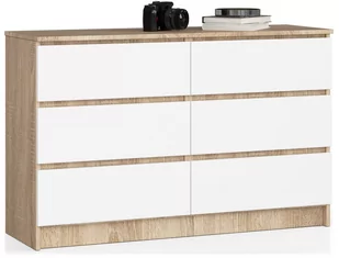 Akord Fabryka mebli KOMODA K120 6 SZUFLAD SONOMA / BIAŁA OP0LK-1DĄBBIA001 - Komody - miniaturka - grafika 1
