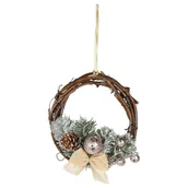 Ozdoby bożonarodzeniowe - Wianek świąteczny rattanowy mały 15 cm - miniaturka - grafika 1