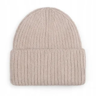 CZAPKA BEANIE DAMSKA WEŁNIANA WEŁNA ZIMOWA NA ZIMĘ 60% Angora BEŻOWA - Czapki damskie - miniaturka - grafika 1