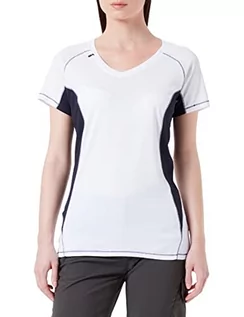 Koszulki i topy damskie - Regatta damska koszulka z krótkim rękawem Pekin Regular Fit Plain Dekolt w serek White (White/Navy 052) 14 UK(40 EU) 019.17-052 - grafika 1