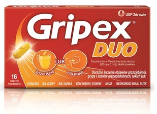 USP ZDROWIE Gripex Duo x 16 tabl |  OD 199 PLN! - Przeziębienie i grypa - miniaturka - grafika 1