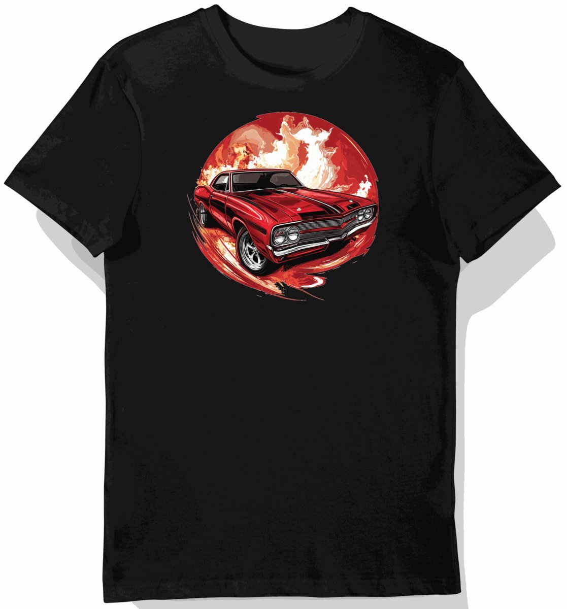 Koszulka męska czarna z motywem klasycznego superauta w akcji L