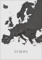 Plakaty - Europa mapa czarno biała - plakat Wymiar do wyboru: 70x100 cm - miniaturka - grafika 1