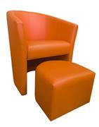 Fotele - ATOS Fotel Club z podnóżkiem D20 Pomarańczowy - miniaturka - grafika 1