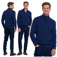 Swetry męskie - Elegancki Sweter Męski Półgolf Klasyczny Rozpinany Pod Szyją Moraj M - miniaturka - grafika 1