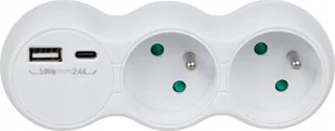 Maclean Gniazdko prądowe Maclean, rozgałęźnik z 2 gniazdami, 2x USB A/C, typu E, 2x16A, MCE339 E - Gniazdka elektryczne - miniaturka - grafika 1
