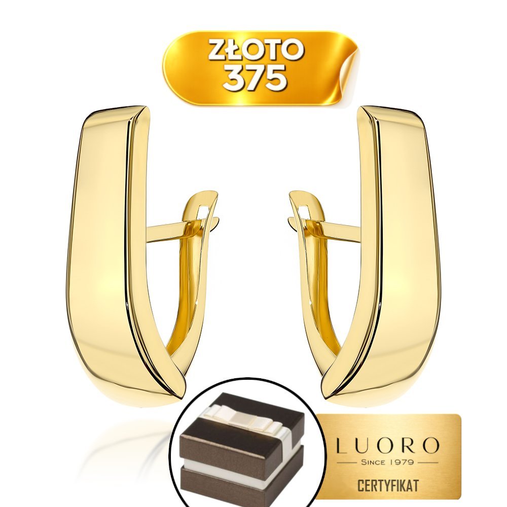 KOLCZYKI ZŁOTE 375 PRÓBA PROSTOKĄT GŁADKIE WYDŁUŻONE 2 CM ELEGANCKIE